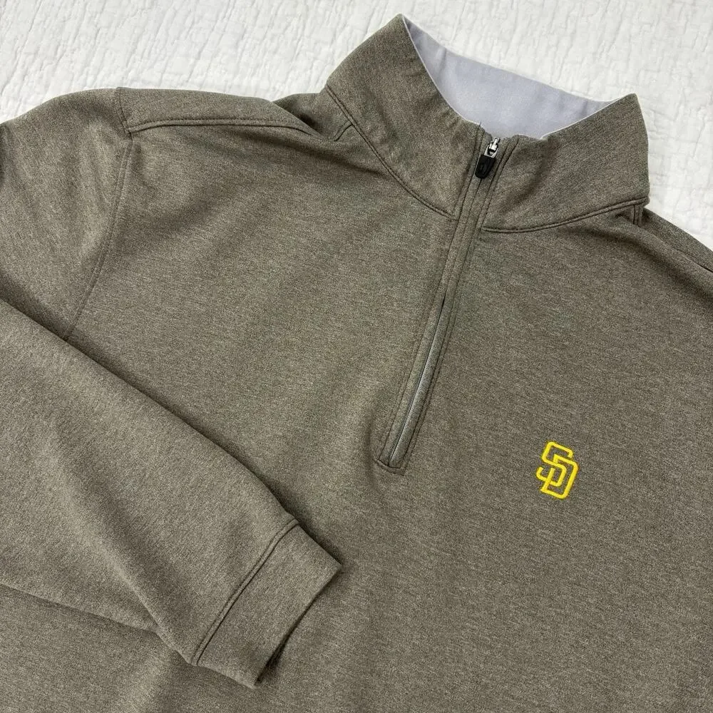 Johnnie-O Gray Mens Size Small San Diego Padres Quarter-Zip Pullover Jacket